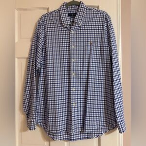 Polo by Ralph Lauren Classic Fit Blue Gingham Button-Down Shirt Large